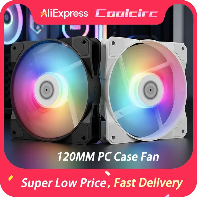 COOLCIRC P16 120mm RGB LED Wentylator Obudowy PC Rainbow Heatsink 12V 4Pin 12CM Chłodzenie CPU Cichy Wentylator Chłodzący Niski Poziom Hałasu Wentylator Chłodzący