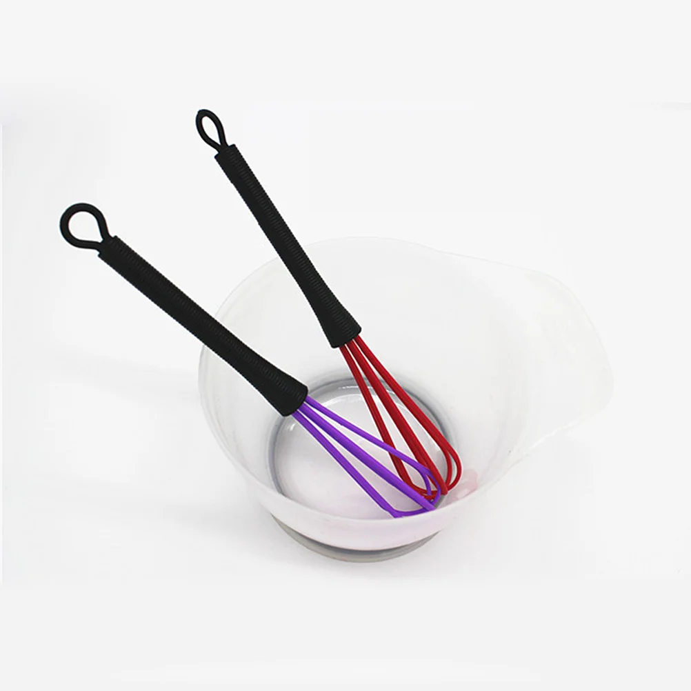 6PCS Hair Dye Stirrer Hair Coloring Whisk Cream Mixer for Salon Barber Hairdressing (Blue, Purple, Pink, Black, Red, Green)