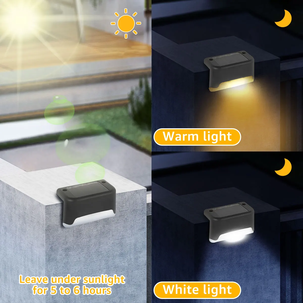 5LED Super Bright Step Light Solar LED Lights Outdoor Garden Decor Fence Lights IP65 Waterproof  Stair Light For Garden Sunlight