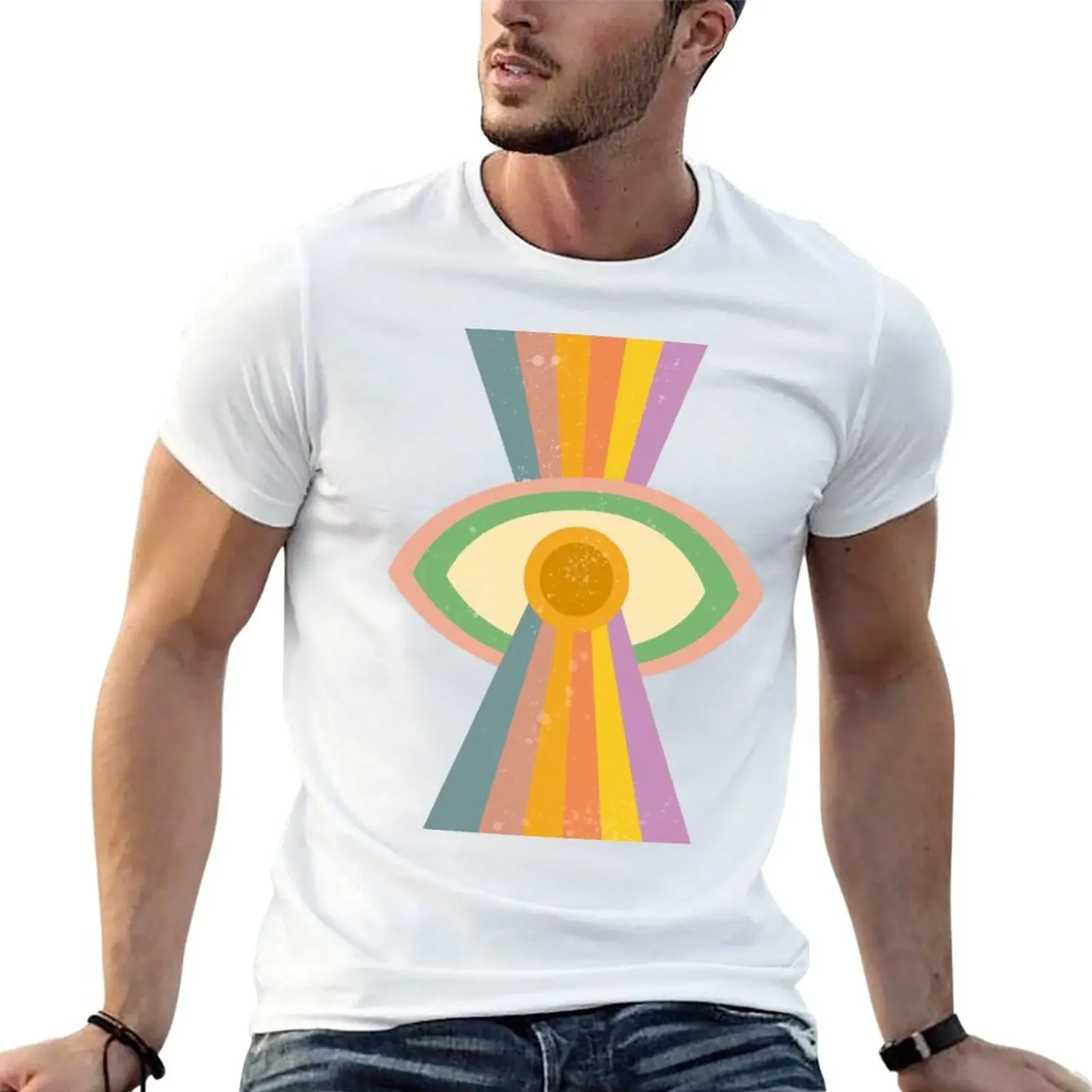 

Retro Trippy Rainbow Eye T-Shirt anime stuff summer tops quick drying fruit of the loom mens t shirts