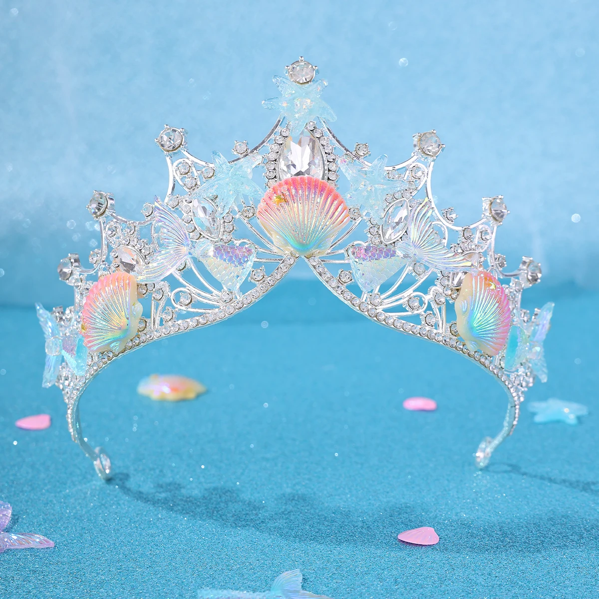 Handmade Silver Color Bridal Tiaras And Crowns Beauty's Tail Princess Diadems Wedding Hair Accessories