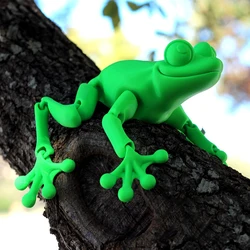 3D Printed Articulated Frog Model Plastic Articulated Frog Ornament Creative Artificial Frog Sculpture Home Office Decor