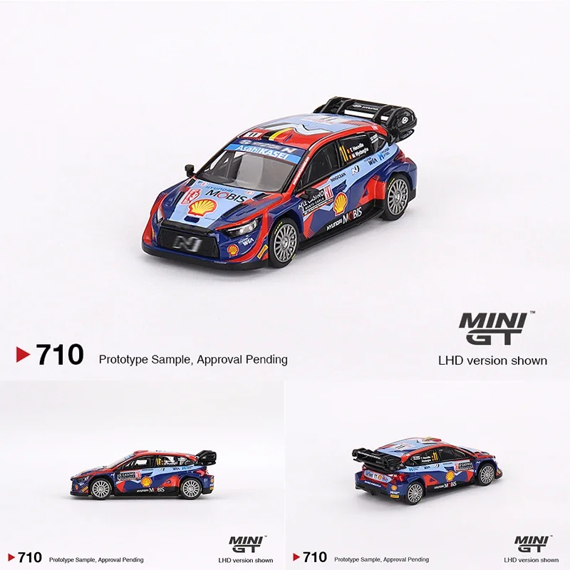 

Модель автомобиля под давлением, игрушка MINIGT 710 в наличии 1:64 I20 N Rally 2023