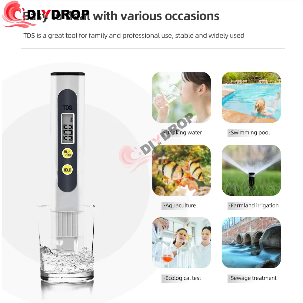 TDS Meter 0-9990ppm Digital PH Meter 0.01 PH High Precision Pen Water Tester TDS&PH Meter 0-14 PH LCD PPM Tester Aquarium Filter