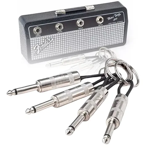 4/8pcs Wall Guitar Plug Keychain Holder Vintage Amplifier Keychain Rack Key Rings Hanger Music Key Shelf Hook Home Accessories