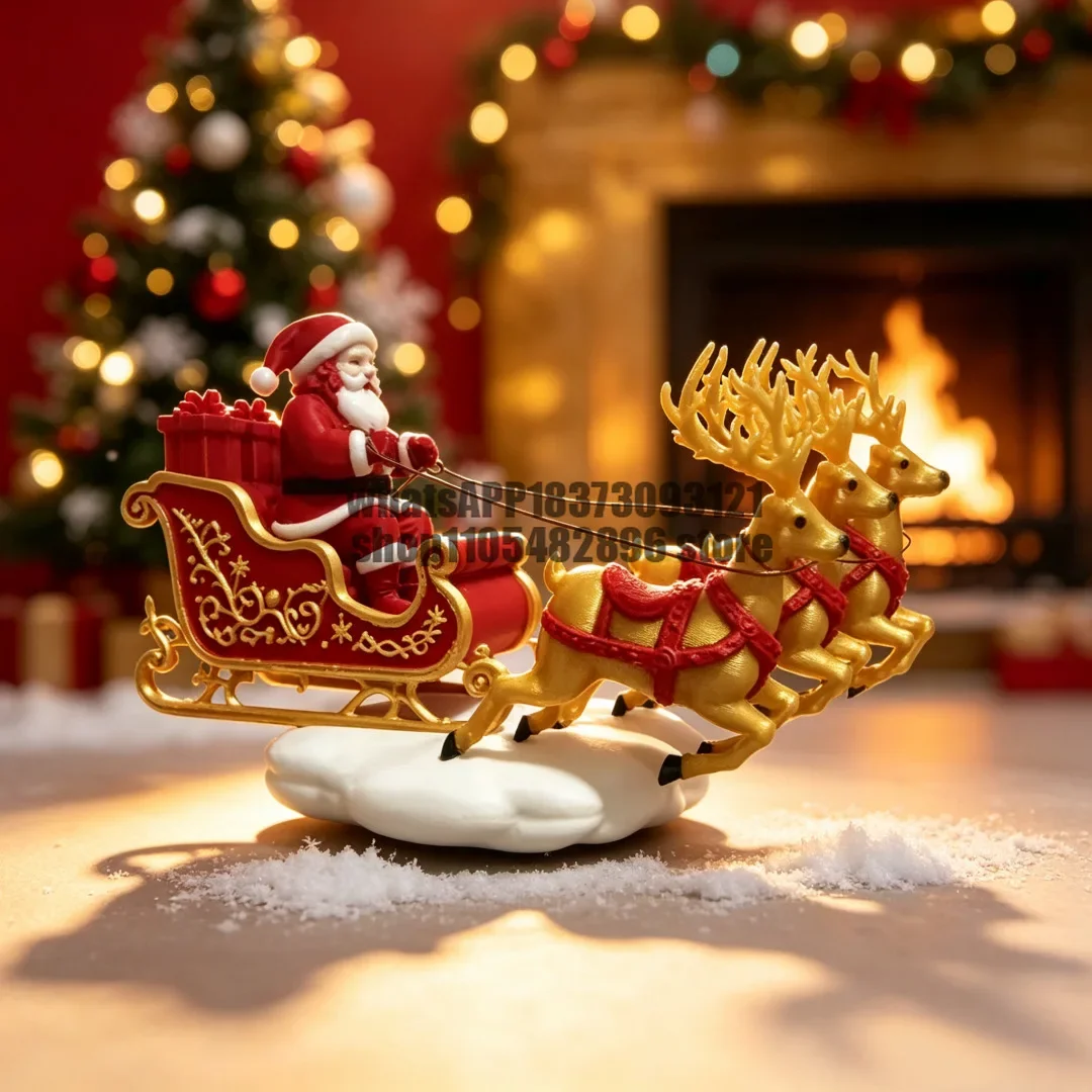 Independent Station Maglev Santa Sleigh Display Floating Santa with Reindeer Decorative Spinning