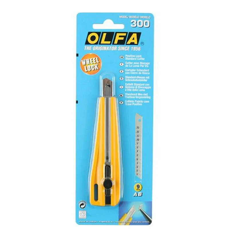 OLFA 300 Standard-Duty 9mm Wheel-Lock Utility Knife Cutter Genuine Japan