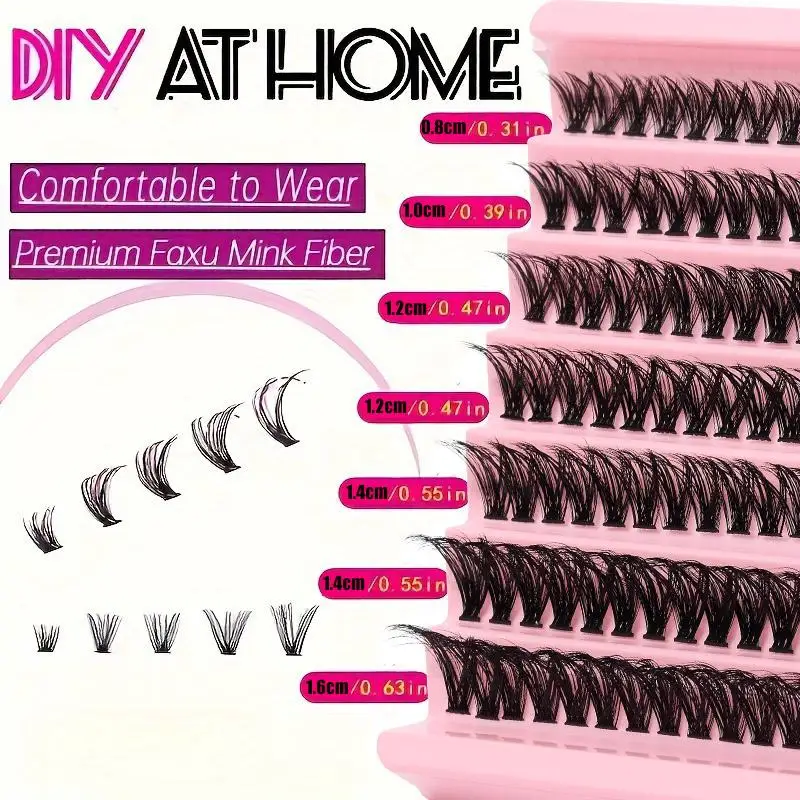 140PCS 50P DIY eyelash bundle with 7 rows of D-curls, extended single eyelashes, and fluffy false eyelashes