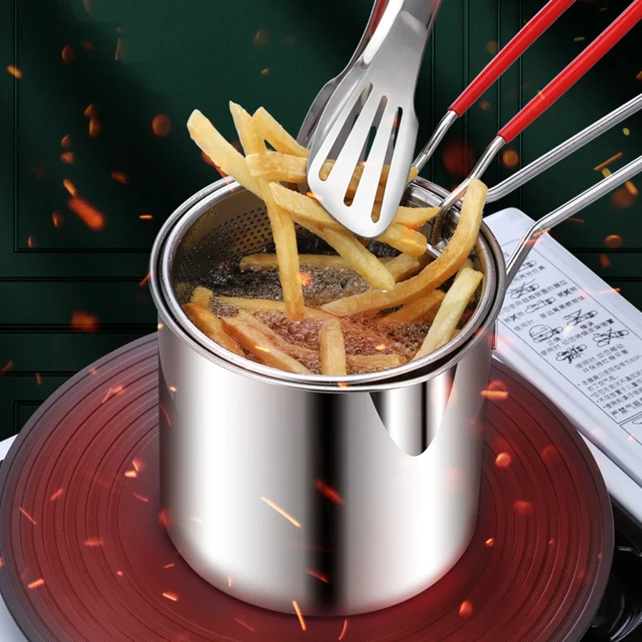 CANBOUN CANBOUNStainless Steel Deep Fryer With Frying Basket Multifunctional Small Pot Kitchen Specific Frying Chicken And Other