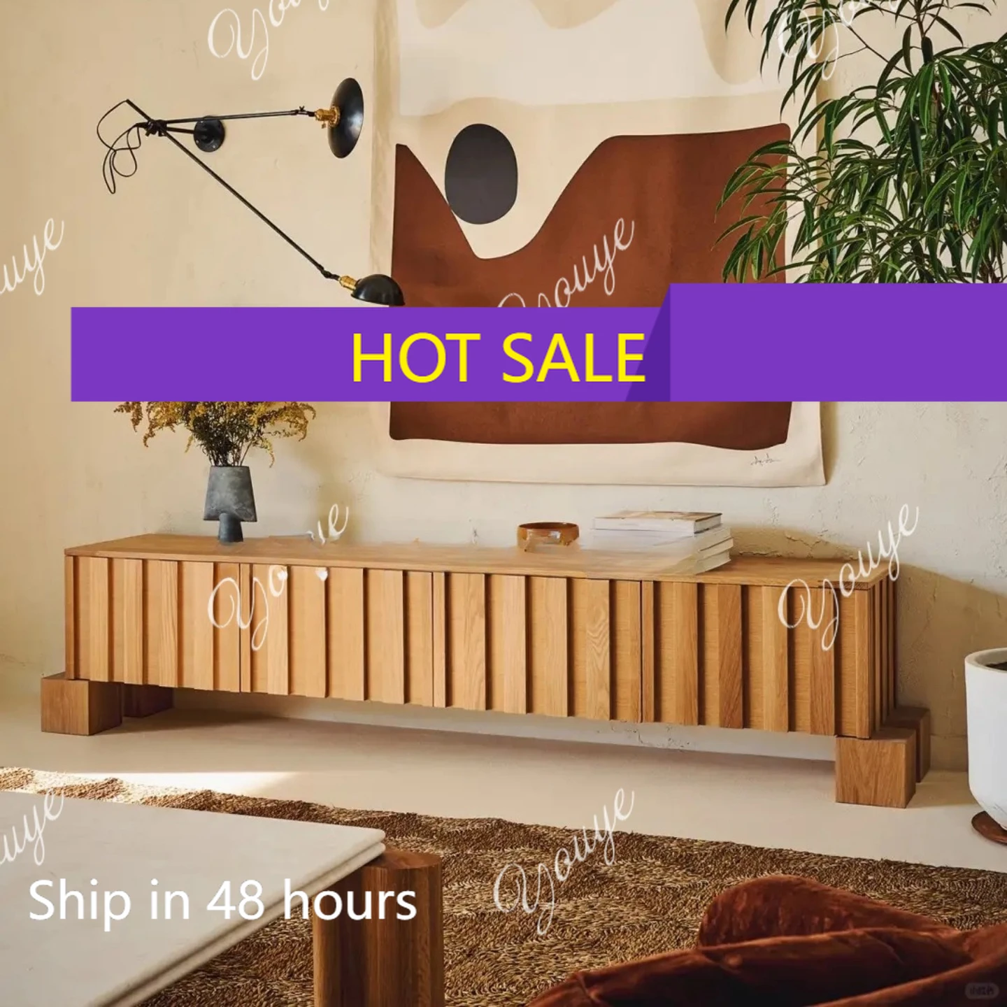 

I Medieval Style Log Color Retro Solid Wood TV Cabinet Modern Creative Art Dining Side Entrance Cabinet