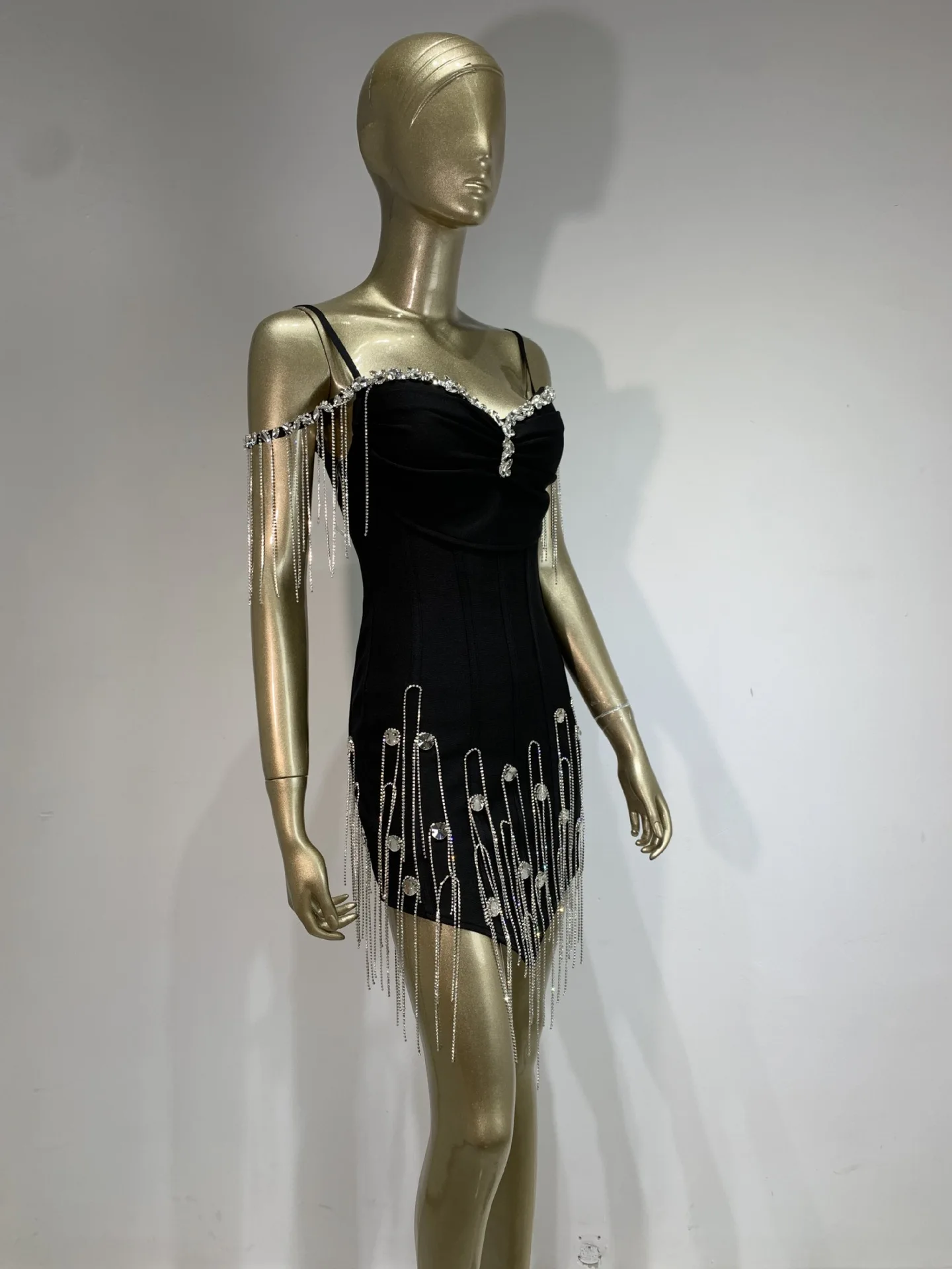 Czarna Sukienka Bandage Bez Rękawów Damska Klubowa Wieczorowa Urodzinowa Seksowna Sukienka na Ramiączkach Spaghetti Bodycon Elegancka Suknia Balowa