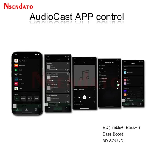 Imagen 2 del producto IEAST Audiocast AMP50 inalámbrico WiFi y BT V5.0 amplificador Multi habitación Audio receptor de música adaptador para Airplay DLNA altavoces micrófono TV