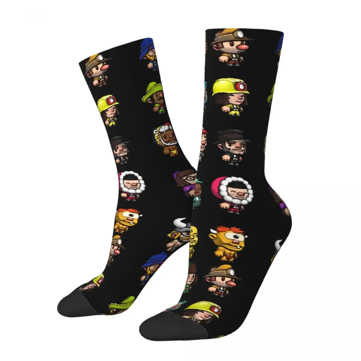 Happy Funny Men's Socks Character Set Essential Vintage Harajuku Spelunky Game Hip Hop Novelty Pattern Crew Sock Gift Printed