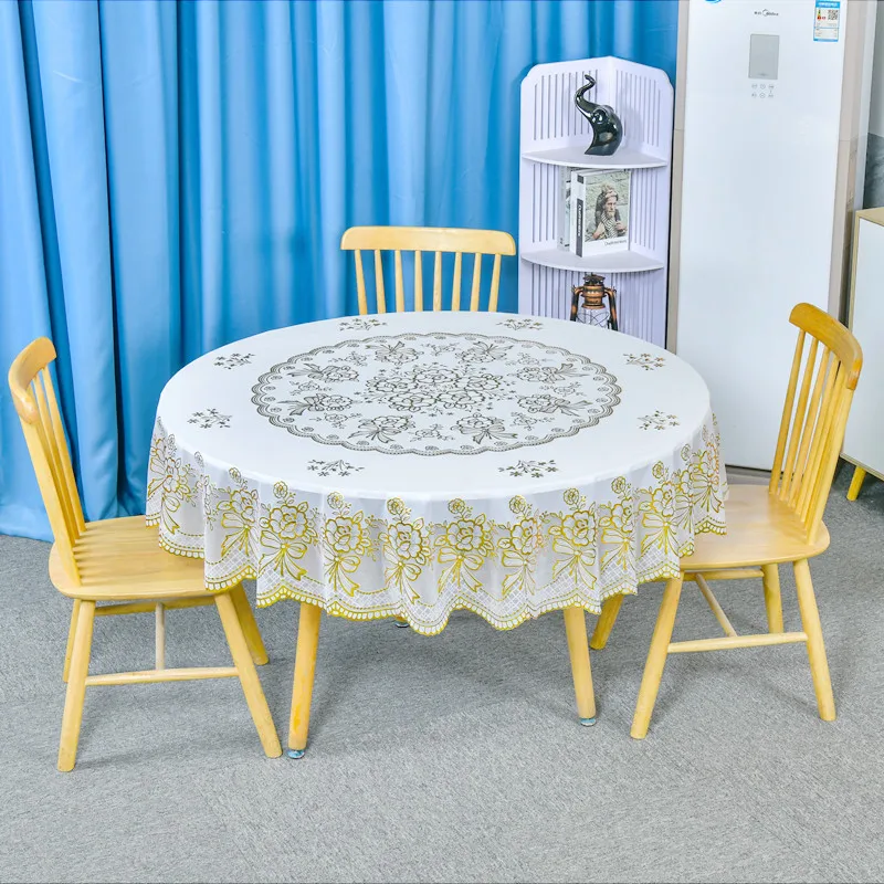 D84 large round table cloth round round table cloth waterproof anti-scalding folding round table plastic round table