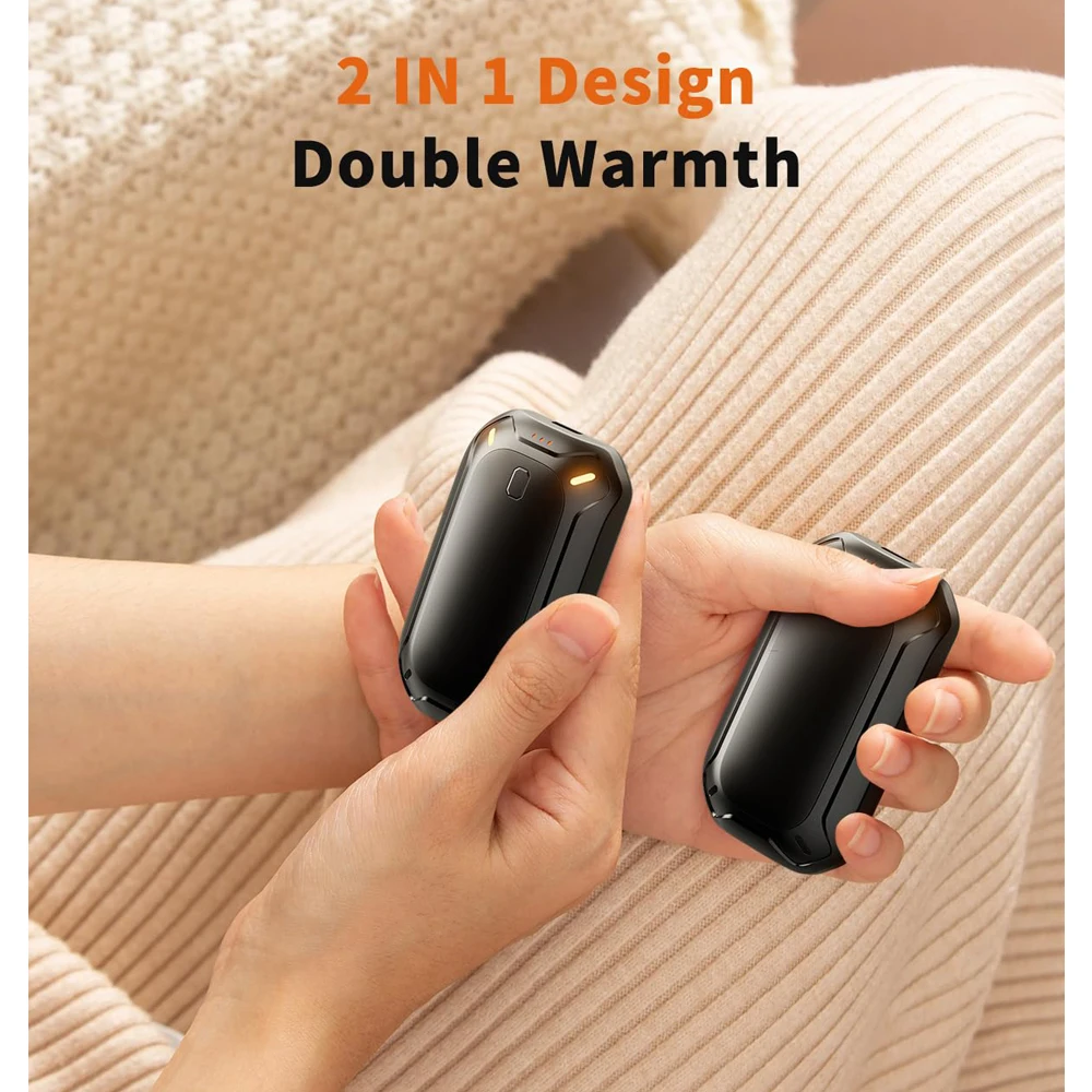 Hand Warmers Rechargeable Electric Hand Warmer 2 Pack Double-Sided Warming Portable Heater 12 Max Heating Time Hand Warmer Gifts