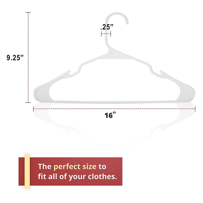 White Plastic Hangers, Plastic Clothes Hangers Perfect for Everyday Standard Use, Clothing Hangers (White, 20 Pack)