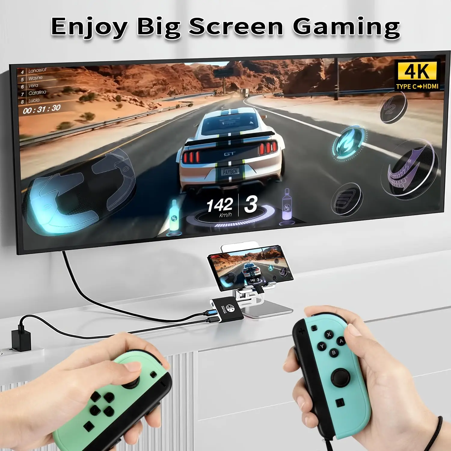 محول قاعدة تلفزيون محمول متوافق مع OLED/Steam Deck يدعم وضع SwitchTV مع HDMI2.0، قاعدة سفر بديلة للتبديل