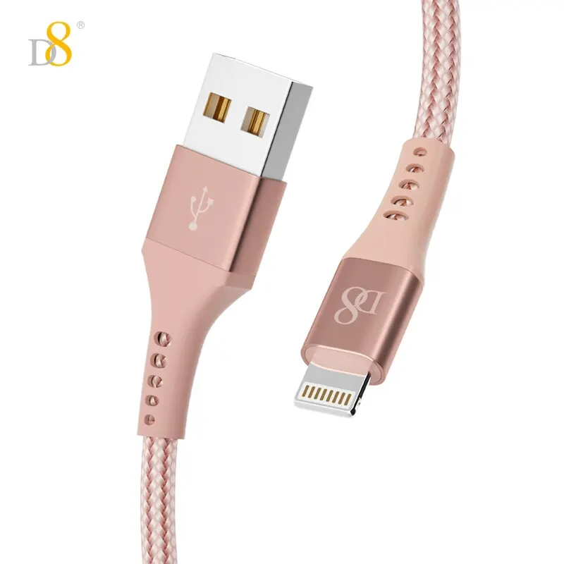 D8 USB A to Lightning Cable ,[3ft ] Mfi Certified USB-A Power Rapid Charger Cord For iPhone 14/13/12/12 Pro/iPad-Rose Gold