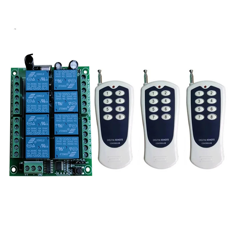 DC 12V 24V 8CH 8 CH Channel Wireless Remote Control LED Light Switch 10A Relay Output Radio RF Transmitter And 433 MHz Receiver