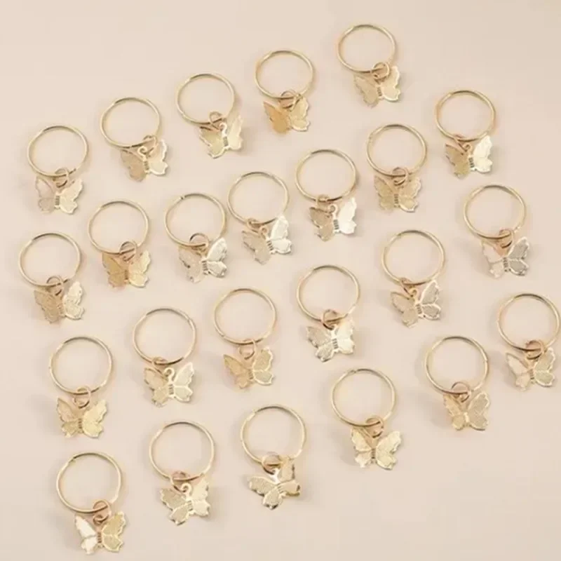 Accesorios para el cabello de 5 a 20 piezas, hebilla de mariposa abierta, Clip de Anillo para el cabello, trenza hueca Vintage, colgante de accesorio DIY