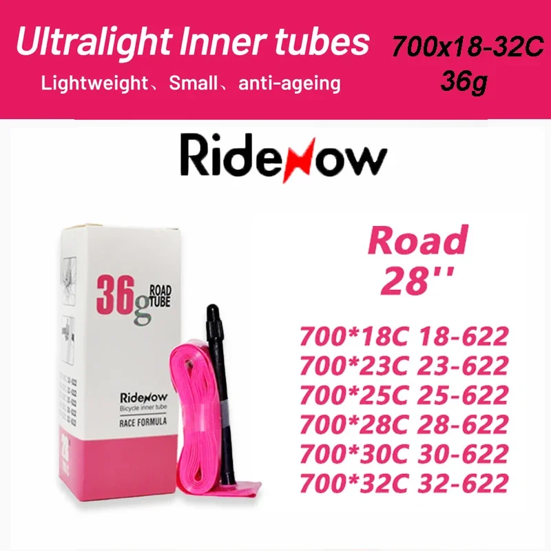 RideNow Road Bike 700C Inner Tube Ultra-light Portable TPU Durable Inner Tube Small Volume Travel Racing Bike Accessories