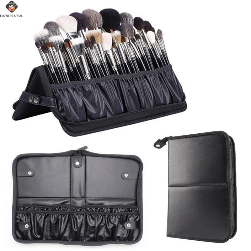 Professional Makeup Brush Bag, Large Storage Capacity, Portable Foldable Makeup Brush Holder, Makeup Artist Toolbox