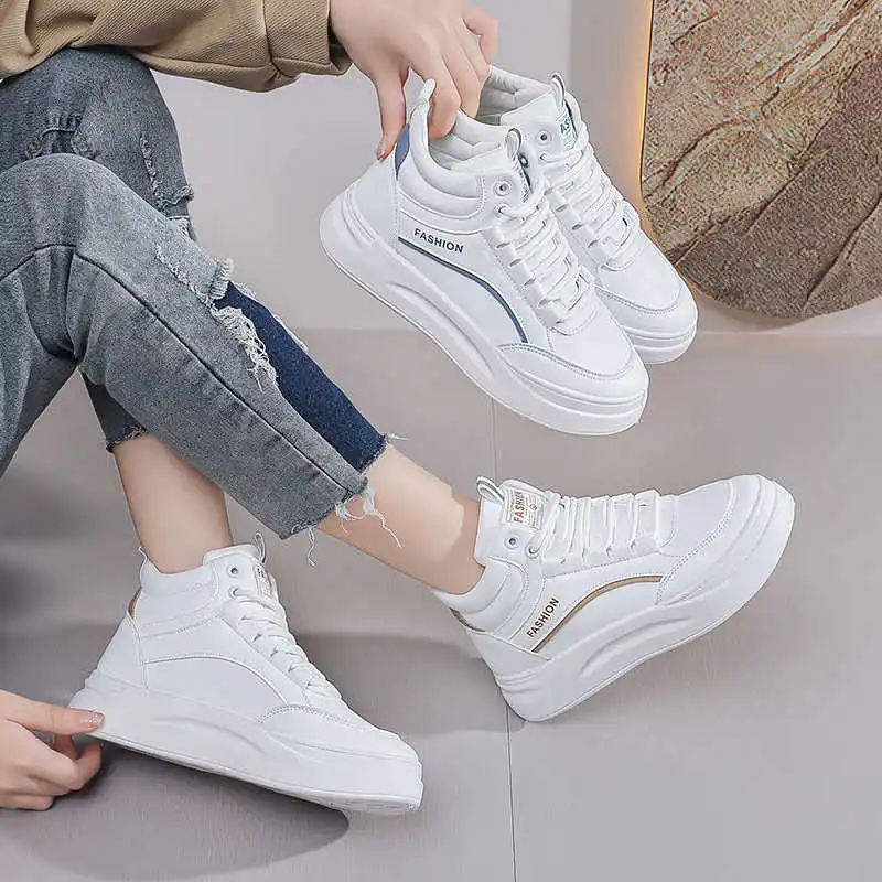 

Non-slip Hight Top Hot Sneakers Walking Luxury Women's Sapatenis Flat Toe Shoes Sports Fashion Model Shooes Funky