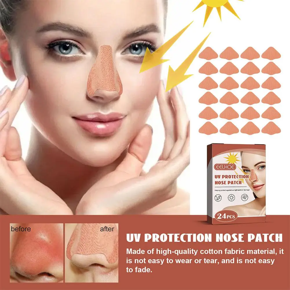 24pcs Sunscreen Nose Patch For Summer Outdoor Breathability Comfort Refreshing Uv Protection Nose Mask Skin Care Sun Protection