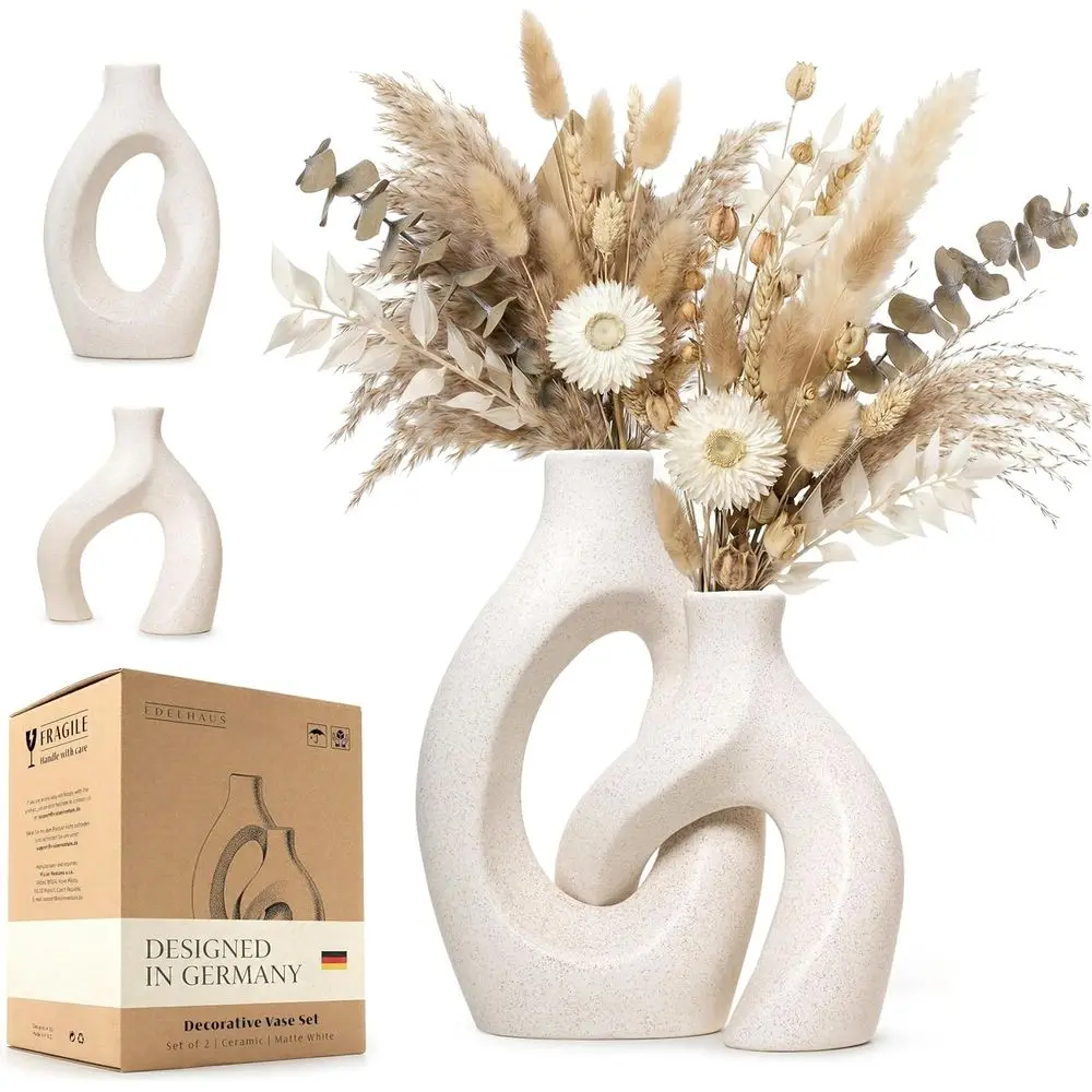 White Ceic Vase Set…