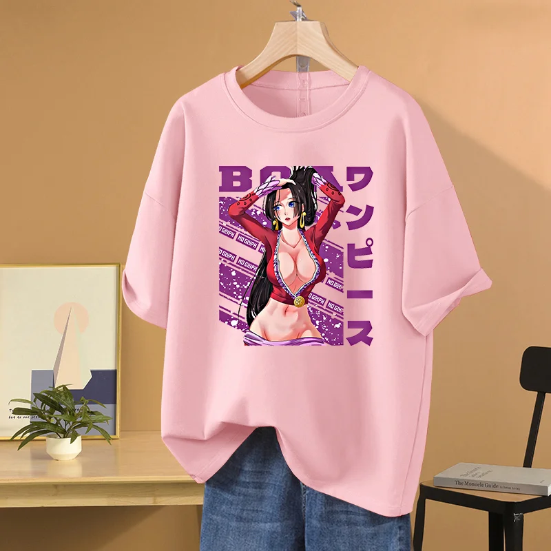 Camiseta de una pieza de Anime para hombres y mujeres, camiseta estampada Boa Hancock, camiseta de ocio, deportes de calle