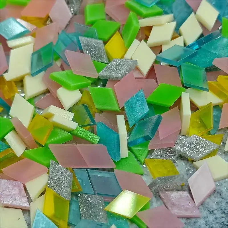 

Around 107pcs Soft Acrylic Mosaic Tiles Lozenge Mix Colorful Tiles DIY Mosaic Making for Craft Arts Accessories 180