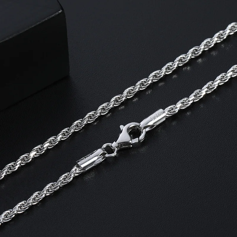 BOCAI New S925 Sterling Silver Fashionable And Simple Electroplated Twisted Hemp Rope Necklace Women's Selected Gift