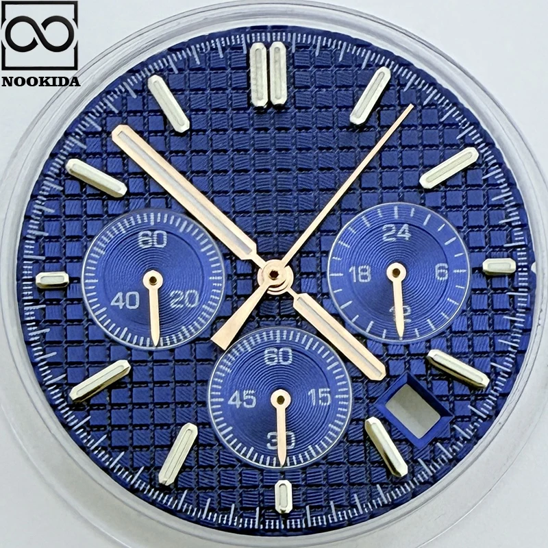 NOOKIDA 31,8 мм зеленые светящиеся кварцевые часы VK63, черный, белый цвет, ремешок с циферблатом, подходит для VK63, модифицированные детали механизма