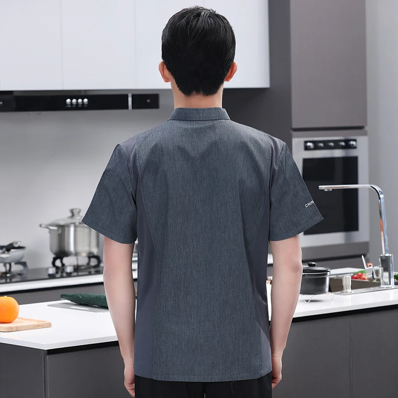 Camisa de camarero profesional para hombre, uniforme de trabajo para restaurante, ropa de cocinero, ropa de trabajo para Hotel, monos de cocina, chaqueta de Chef de panadería