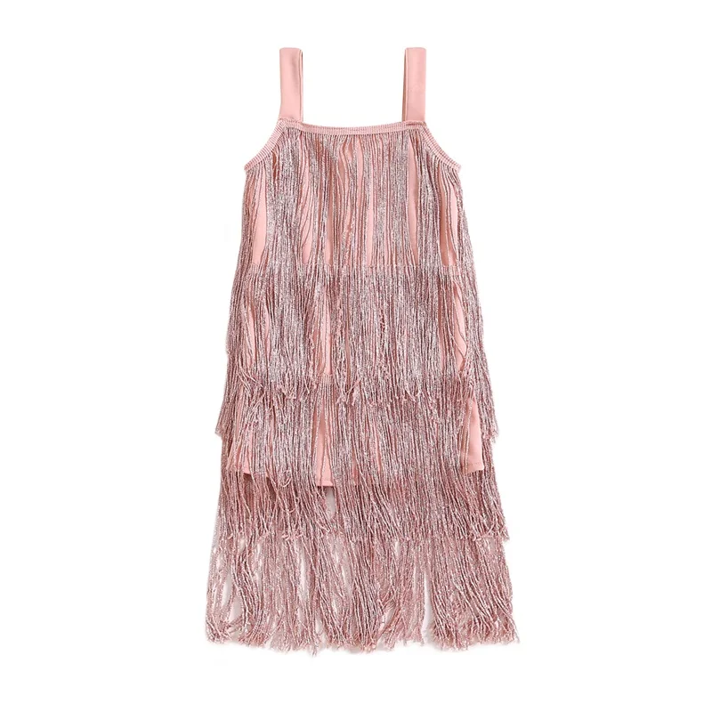 

Toddler Girls Fringe Dress Sleeveless Shiny Tassels Flapper Dress Latin Dance Party Dresses Skater Dress