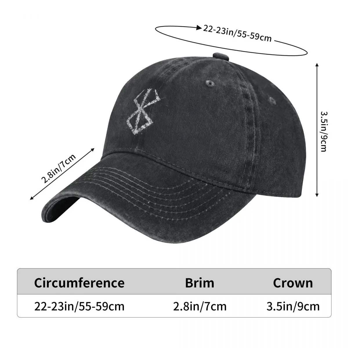 Berserks Symbol Baseball Cap Casual Distressed Washed Anime Headwear for Men Women Outdoor Summer Hats Cap