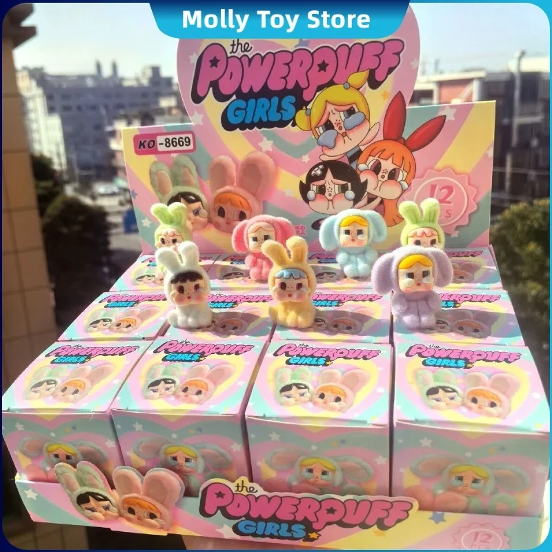 12pcs Cartoon Crybaby ×The Powerpuff Girls Resin Blind Box Accessories Desktop Kawaii Ornament Children'S Surprise Gifts