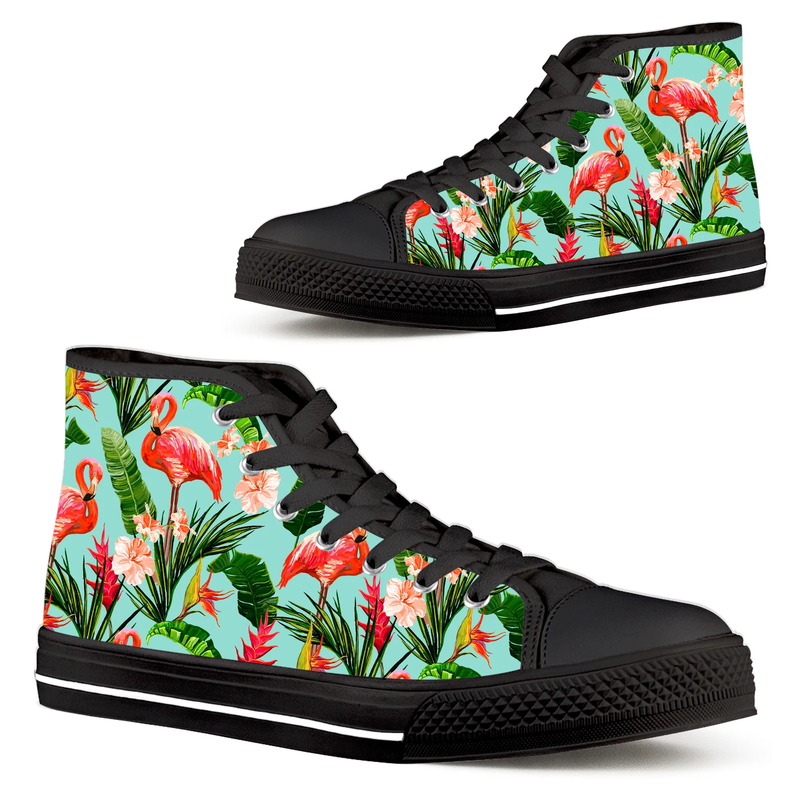 

ELVISWORDS Hawaiian Palm Banana Leaf Sneaker Flamingo Flamingo Stripe Print Tropical Plants Bird Of Paradise Flowers Shoes