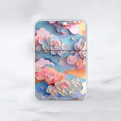 Colorful Auspicious Cloud Old Style Windproof Metal Kerosene Lighter Instagram Style Creative Metal Lighter Gift for Men Women