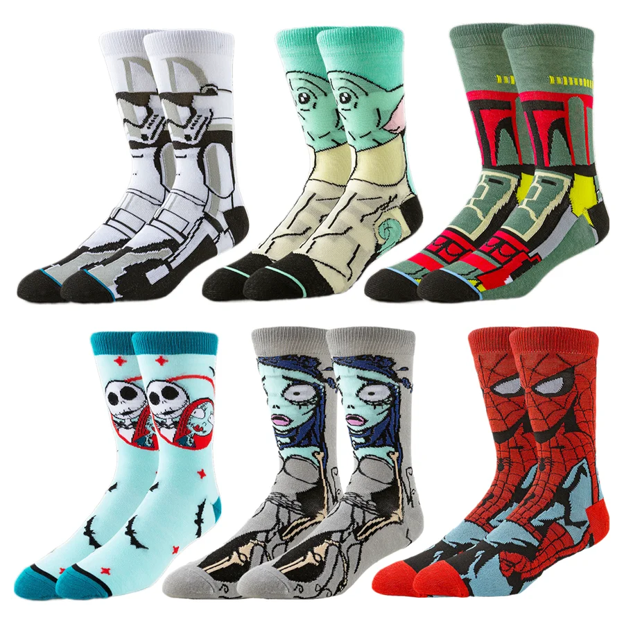 Potdemiel 男性女性トレンディなノベルティ漫画アニメ靴下ヒップホップストリートファッションカジュアルショートボートインビジブルソックス 2/6 ペア