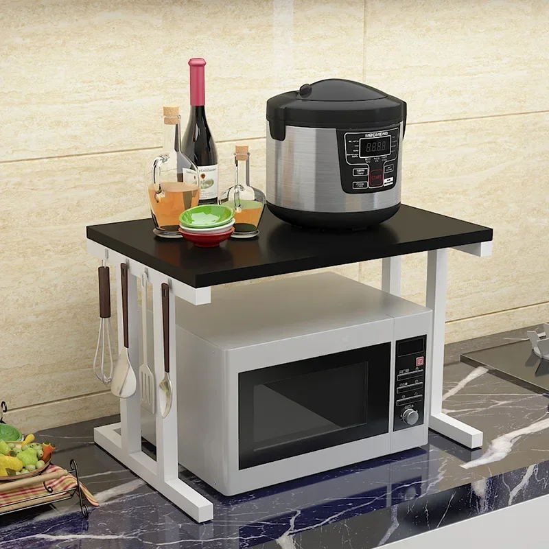 

z Holders Thickened Wood and Steel Storage Kitchen Shelving Microwave Oven Rack Double-Layer Storage Rack Household Seasoning R