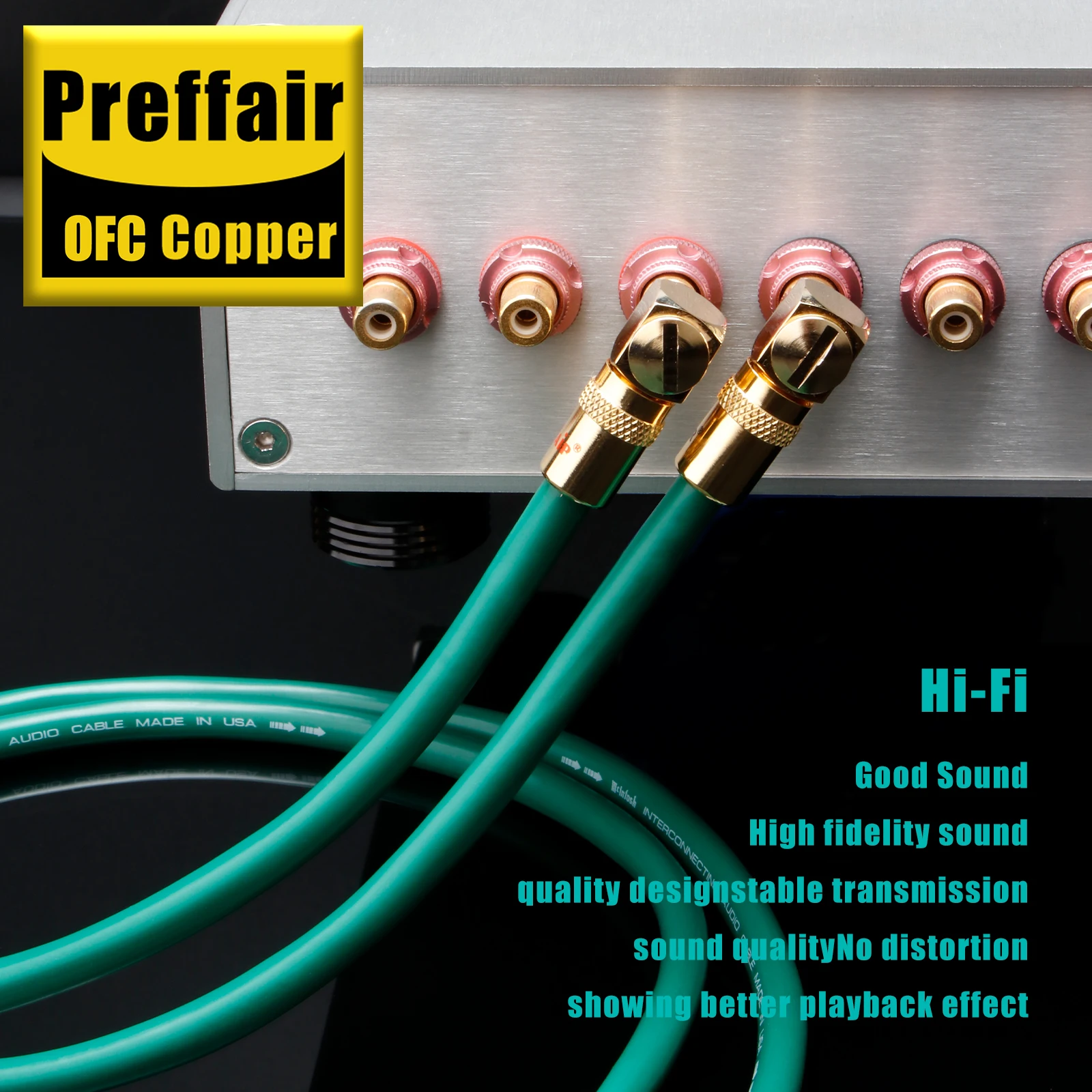 Cavo Hifi RCA da angolo placcato oro a spina diritta Cavo audio video in lega d'argento OFC Cavo di segnale di interconnessione con scudo PE