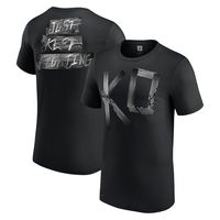 2025Men's Black Kevin Owens Blackout T-Shirt WEE Men's KO Logo Alphabet Print Men's Y2k Cotton Crew Neck Sports Top Short Sleeve