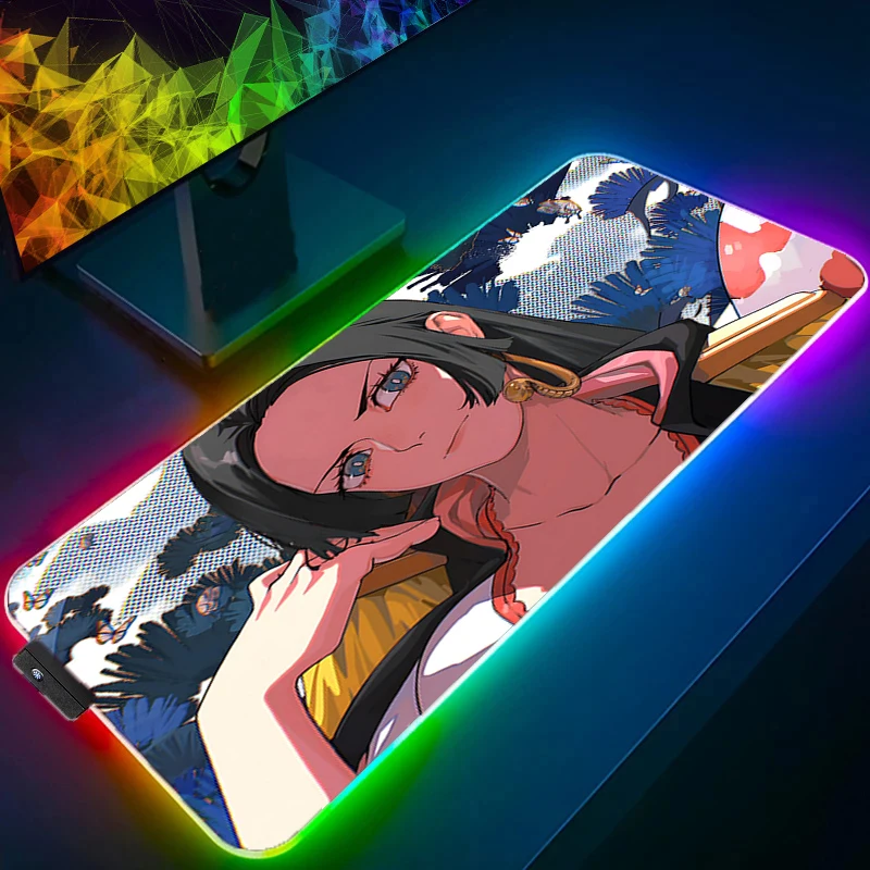 

RGB Mouse pad one piece Boa Hancock professional eSports game players Speed Lock Edge Rubber Desk LED Mousepad XXL Keyboard Mat