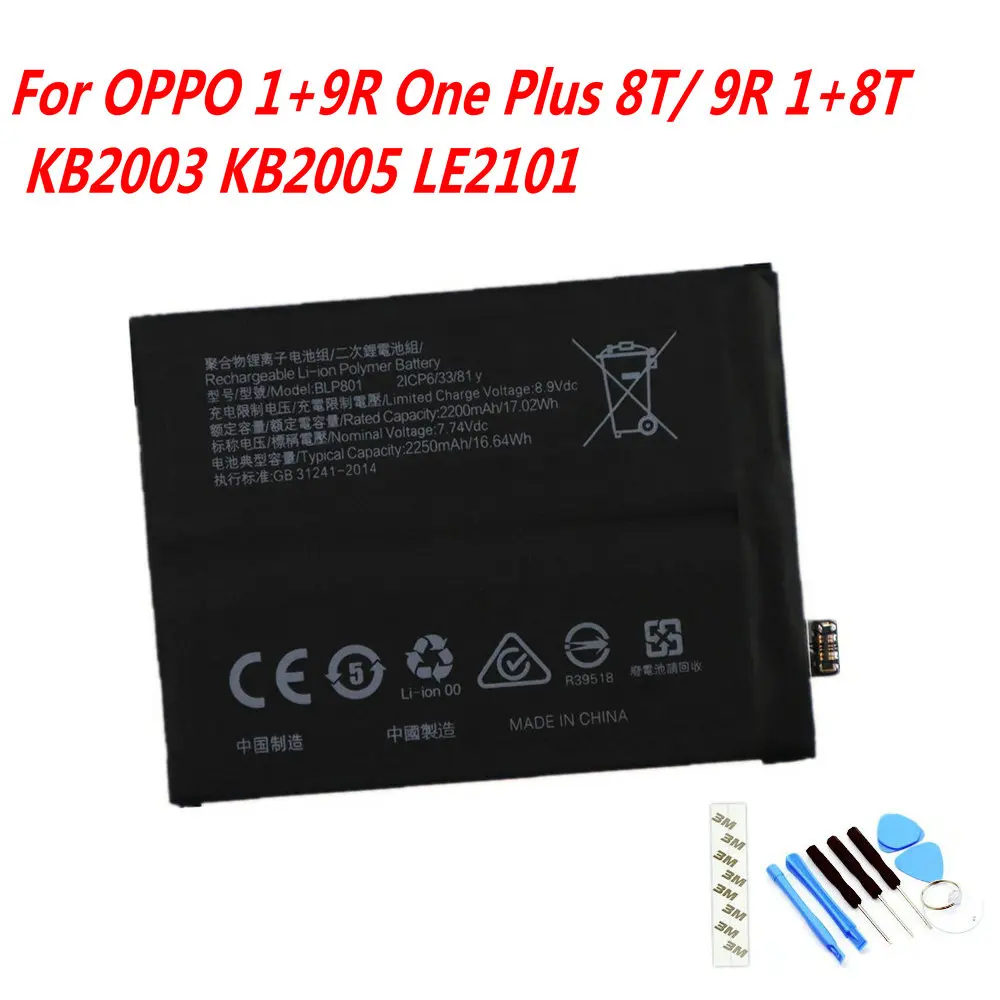 

Original 4500mAh BLP801 Battery For OPPO 1+9R One Plus 8T/ 9R 1+8T KB2003 KB2005 LE2101 Mobile Phone