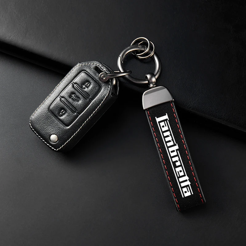 Lambretta G350 X300 V125 V200 V50 X125 액세서리 고급 가죽 스웨이드 키체인 오토바이 키링