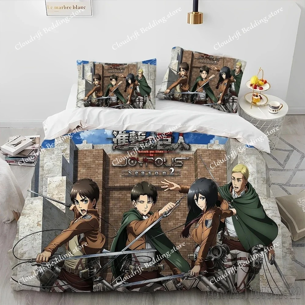 Japanese Anime Attack on Titan Duvet Cover Set HD Comforter Cover for Kids Bedding Sets Bedclothes Bedroom Decor