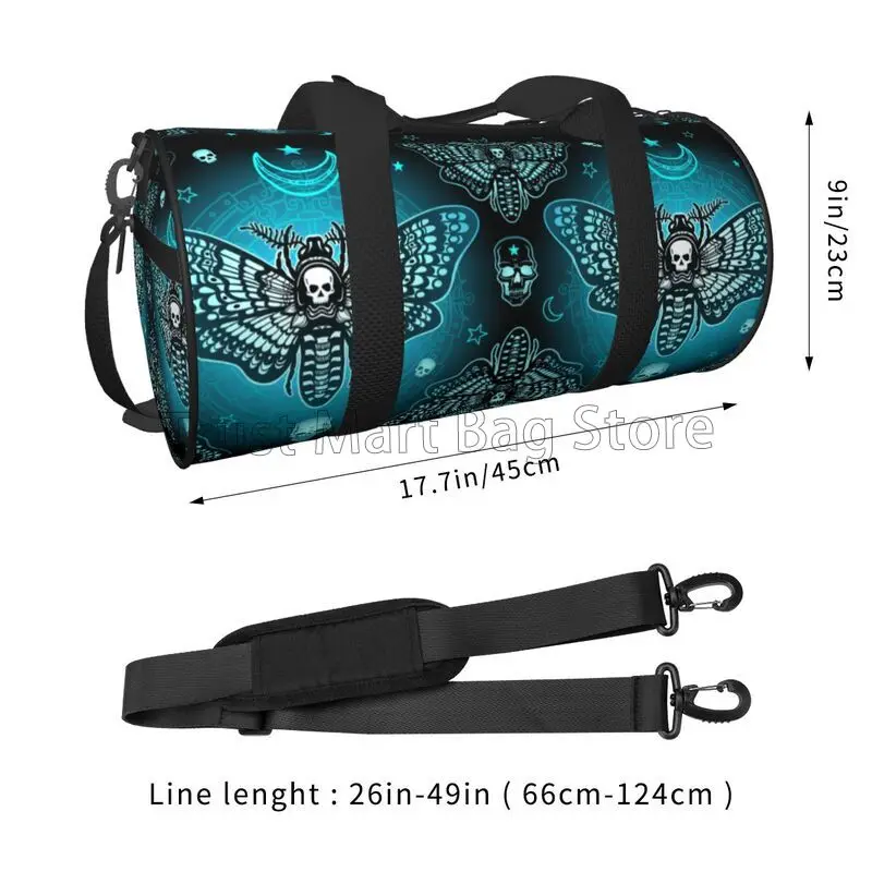 Butterfly Skull Blue Travel Duffel Bags Sports Gym Bag Overnight Luggage Bags for Men Women Casual Duffel Bags for Traveling