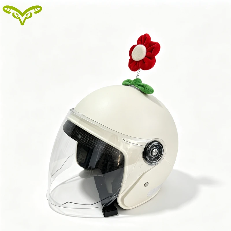 Helmet Decoration Electric Bike Motorcycle Helmet Universal Small Red Flower Knitted Flower Cute Decorative Accessories