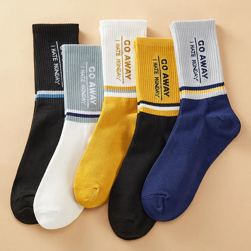 Männer Basketball Socken Groß Socken Brief Jacquard Kontrast Farbe Mode Trend Mitte Rohr Sport Socken Sport Socken